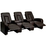 Brown Leather 3-Seat Home Theater Recliner with Storage Consoles [BT-70259-3-BRN-GG]