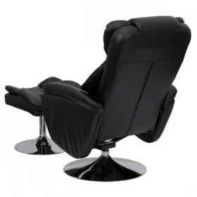 Transitional Black Leather Recliner and Ottoman with Chrome Base [BT-7807-TRAD-GG]