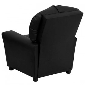 Contemporary Black Leather Kids Recliner with Cup Holder [BT-7950-KID-BK-LEA-GG]