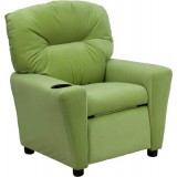 Contemporary Avocado Microfiber Kids Recliner with Cup Holder [BT-7950-KID-MIC-AVO-GG]