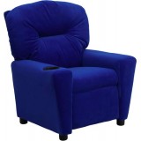 Contemporary Blue Microfiber Kids Recliner with Cup Holder [BT-7950-KID-MIC-BLUE-GG]