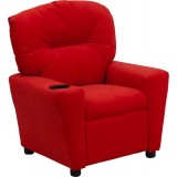 Contemporary Red Microfiber Kids Recliner with Cup Holder [BT-7950-KID-MIC-RED-GG]