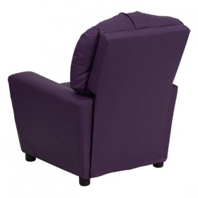 Contemporary Purple Vinyl Kids Recliner with Cup Holder [BT-7950-KID-PUR-GG]