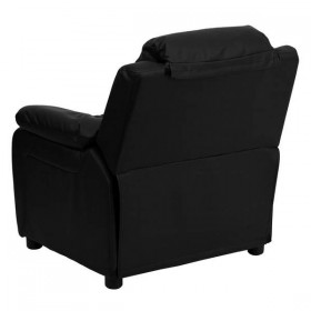 Deluxe Heavily Padded Contemporary Black Leather Kids Recliner with Storage Arms [BT-7985-KID-BK-LEA-GG]