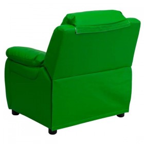 Deluxe Heavily Padded Contemporary Green Vinyl Kids Recliner with Storage Arms [BT-7985-KID-GRN-GG]