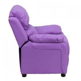Deluxe Heavily Padded Contemporary Lavender Vinyl Kids Recliner with Storage Arms [BT-7985-KID-LAV-GG]
