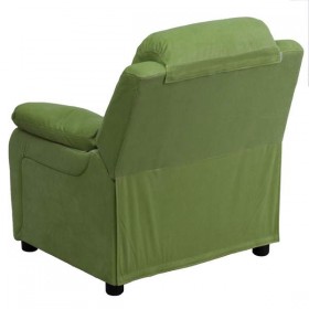Deluxe Heavily Padded Contemporary Avocado Microfiber Kids Recliner with Storage Arms [BT-7985-KID-MIC-AVO-GG]