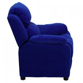 Deluxe Heavily Padded Contemporary Blue Microfiber Kids Recliner with Storage Arms [BT-7985-KID-MIC-BLUE-GG]