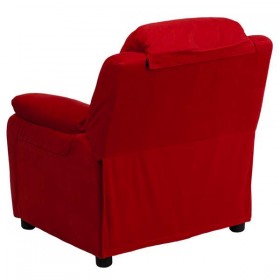 Deluxe Heavily Padded Contemporary Red Microfiber Kids Recliner with Storage Arms [BT-7985-KID-MIC-RED-GG]