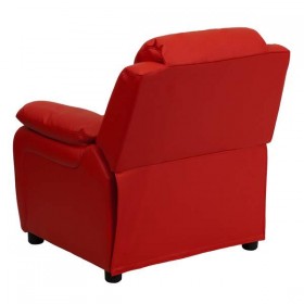 Deluxe Heavily Padded Contemporary Red Vinyl Kids Recliner with Storage Arms [BT-7985-KID-RED-GG]
