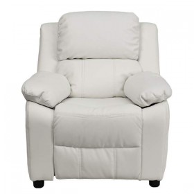 Deluxe Heavily Padded Contemporary White Vinyl Kids Recliner with Storage Arms [BT-7985-KID-WHITE-GG]