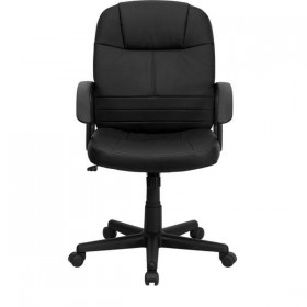 Mid-Back Black Leather Executive Swivel Office Chair [BT-8075-BK-GG]