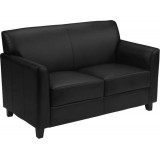 HERCULES Diplomat Series Black Leather Love Seat [BT-827-2-BK-GG]