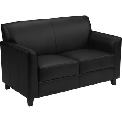 HERCULES Diplomat Series Black Leather Love Seat [BT-827-2-BK-GG]