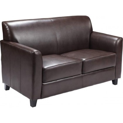 HERCULES Diplomat Series Brown Leather Love Seat [BT-827-2-BN-GG]