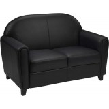 HERCULES Envoy Series Black Leather Love Seat [BT-828-2-BK-GG]