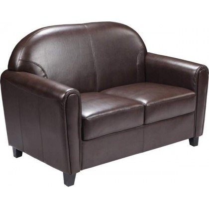 HERCULES Envoy Series Brown Leather Love Seat [BT-828-2-BN-GG]