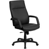 High Back Black Leather Executive Office Chair with Memory Foam Padding [BT-90033H-BK-GG]