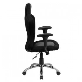 Race Car Inspired Bucket Seat Office Chair in Gray &amp; Black Mesh [BT-9015-GYBK-GG]