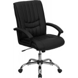 Mid-Back Black Leather Manager's Chair [BT-9076-BK-GG]