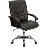 Mid-Back Espresso Brown Leather Manager's Chair [BT-9076-BRN-GG]