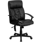 High Back Massaging Black Leather Executive Office Chair [BT-9578P-GG]