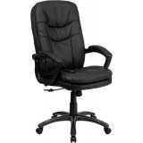 Mid-Back Massaging Black Leather Executive Office Chair [BT-9585P-GG]