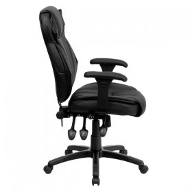 High Back Black Leather Executive Office Chair with Triple Paddle Control [BT-9835H-GG]