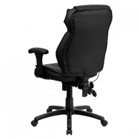 High Back Black Leather Executive Office Chair with Triple Paddle Control [BT-9835H-GG]