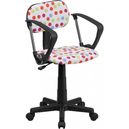 Multi-Colored Dot Printed Computer Chair with Arms [BT-D-MUL-A-GG]