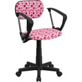 Pink Dot Printed Computer Chair with Arms [BT-D-PK-A-GG]