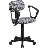 Black and White Zebra Print Computer Chair with Arms [BT-Z-BK-A-GG]