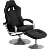 Racing Style Black Vinyl Recliner and Ottoman [CH-125695A-2-GG]