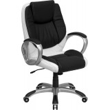 Mid-Back Black and White Leather Executive Swivel Office Chair [CH-CX0217M-GG]