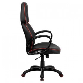 High Back Black Vinyl Executive Office Chair with Red Pipeline Border [CH-CX0248H01-VEN-GG]