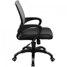 Mid-Back Gray Mesh Computer Chair with Black Leather Seat [CP-B176A01-GRAY-GG]