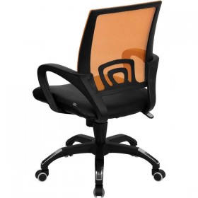 Mid-Back Orange Mesh Computer Chair with Black Leather Seat [CP-B176A01-ORANGE-GG]