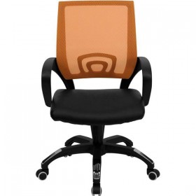 Mid-Back Orange Mesh Computer Chair with Black Leather Seat [CP-B176A01-ORANGE-GG]