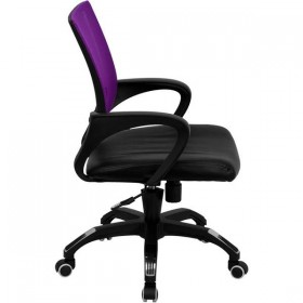 Mid-Back Purple Mesh Computer Chair with Black Leather Seat [CP-B176A01-PURPLE-GG]