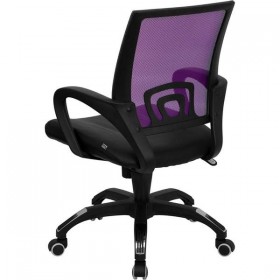 Mid-Back Purple Mesh Computer Chair with Black Leather Seat [CP-B176A01-PURPLE-GG]