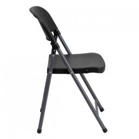 HERCULES Series 330 lb. Capacity Black Plastic Folding Chair with Charcoal Frame [DAD-YCD-50-GG]