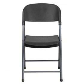 HERCULES Series 330 lb. Capacity Black Plastic Folding Chair with Charcoal Frame [DAD-YCD-50-GG]