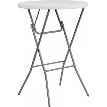 32'' Round Granite White Plastic Bar Height Folding Table [DAD-YCZ-80R-2-BAR-GW-GG]