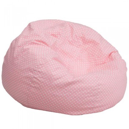 Oversized Light Pink Dot Bean Bag Chair [DG-BEAN-LARGE-DOT-PK-GG]