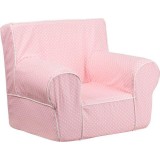 Small Light Pink Dot Kids Chair with White Piping [DG-CH-KID-DOT-PK-GG]