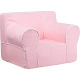 Oversized Light Pink Dot Kids Chair with White Piping [DG-LGE-CH-KID-DOT-PK-GG]