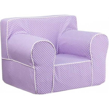 Oversized Lavender Dot Kids Chair with White Piping [DG-LGE-CH-KID-DOT-PUR-GG]