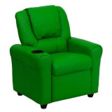 Contemporary Green Vinyl Kids Recliner with Cup Holder and Headrest [DG-ULT-KID-GRN-GG]