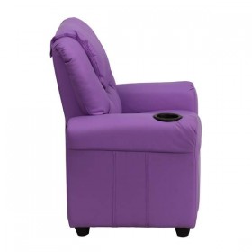 Contemporary Lavender Vinyl Kids Recliner with Cup Holder and Headrest [DG-ULT-KID-LAV-GG]