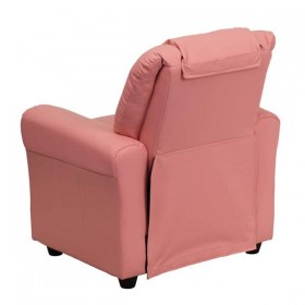 Contemporary Pink Vinyl Kids Recliner with Cup Holder and Headrest [DG-ULT-KID-PINK-GG]